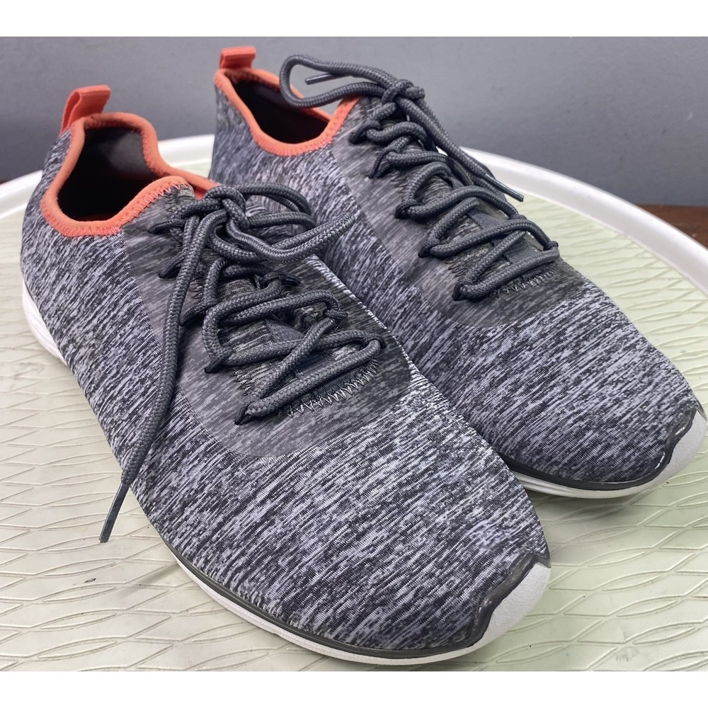 Skechers Bobs Woman's Comfort Shoes Gray/Orange Memory Foam Sneakers 10